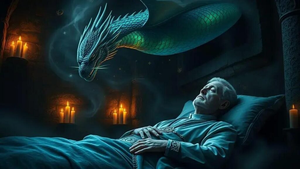 o sacerdote sonhando com um dragão