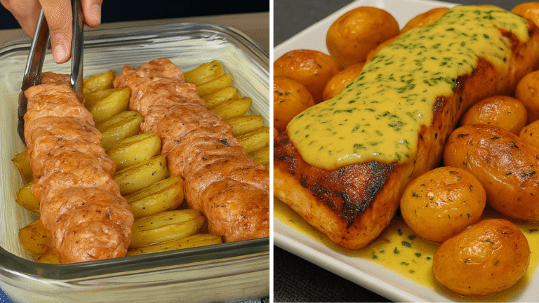 Frango grelhado com molho cremoso de mostarda e batatas douradas: receita deliciosa